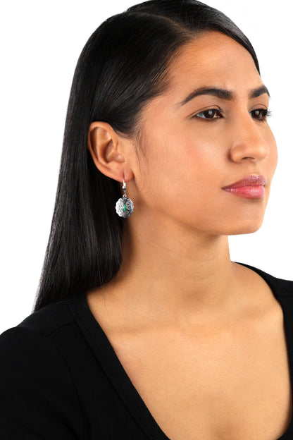 EXCLUSIVELY OURS! Sterling Silver Malachite Concha Dangle Earrings