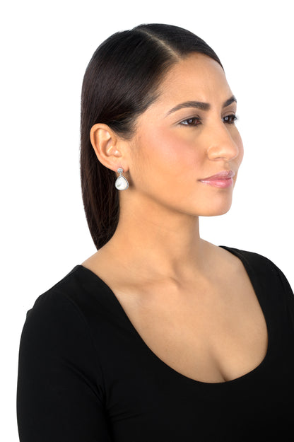 EXCLUSIVELY OURS! Sterling Silver White Mother of Pearl Trillion Cut Post Earrings
