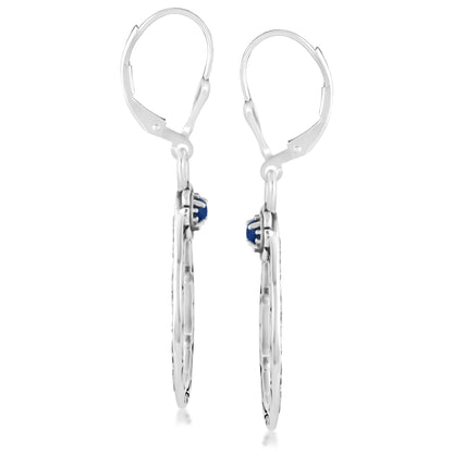 Sterling Silver Lapis Lazuli Gemstone Pear Shaped Lever Back Earrings