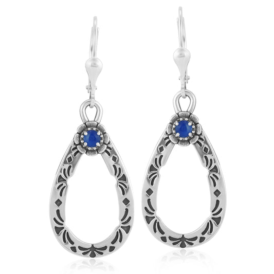 Sterling Silver Lapis Lazuli Gemstone Pear Shaped Lever Back Earrings