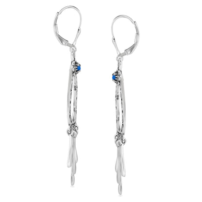 EXCLUSIVELY OURS! Sterling Silver Denim Lapis Open Teardrop Dangle Earrings