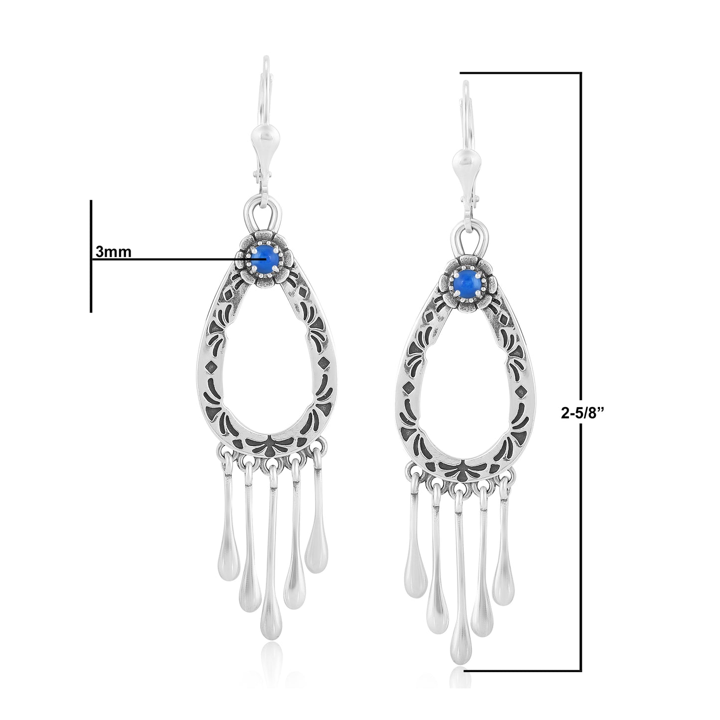 EXCLUSIVELY OURS! Sterling Silver Denim Lapis Open Teardrop Dangle Earrings