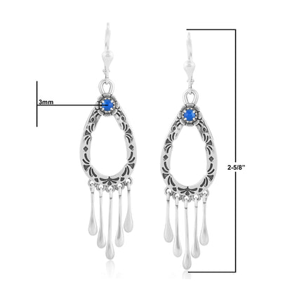 EXCLUSIVELY OURS! Sterling Silver Denim Lapis Open Teardrop Dangle Earrings