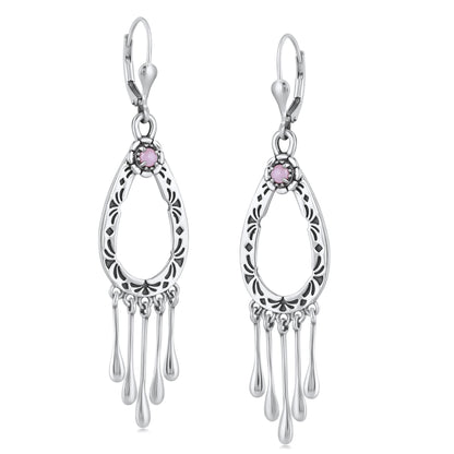 EXCLUSIVELY OURS! Sterling Silver Pink Opal Open Teardrop Dangle Earrings