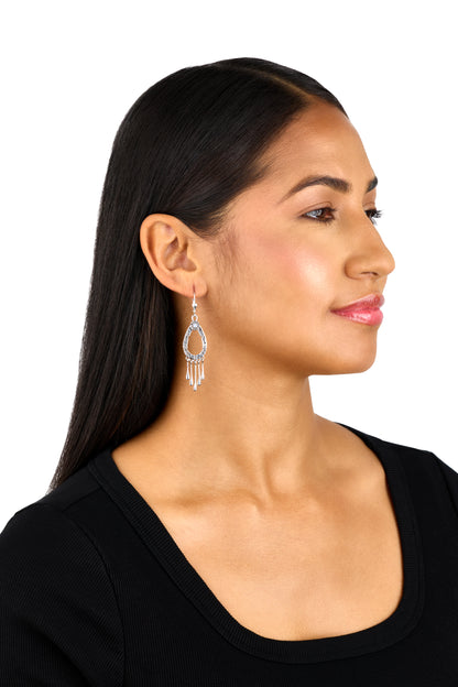 EXCLUSIVELY OURS! Sterling Silver Pink Opal Open Teardrop Dangle Earrings