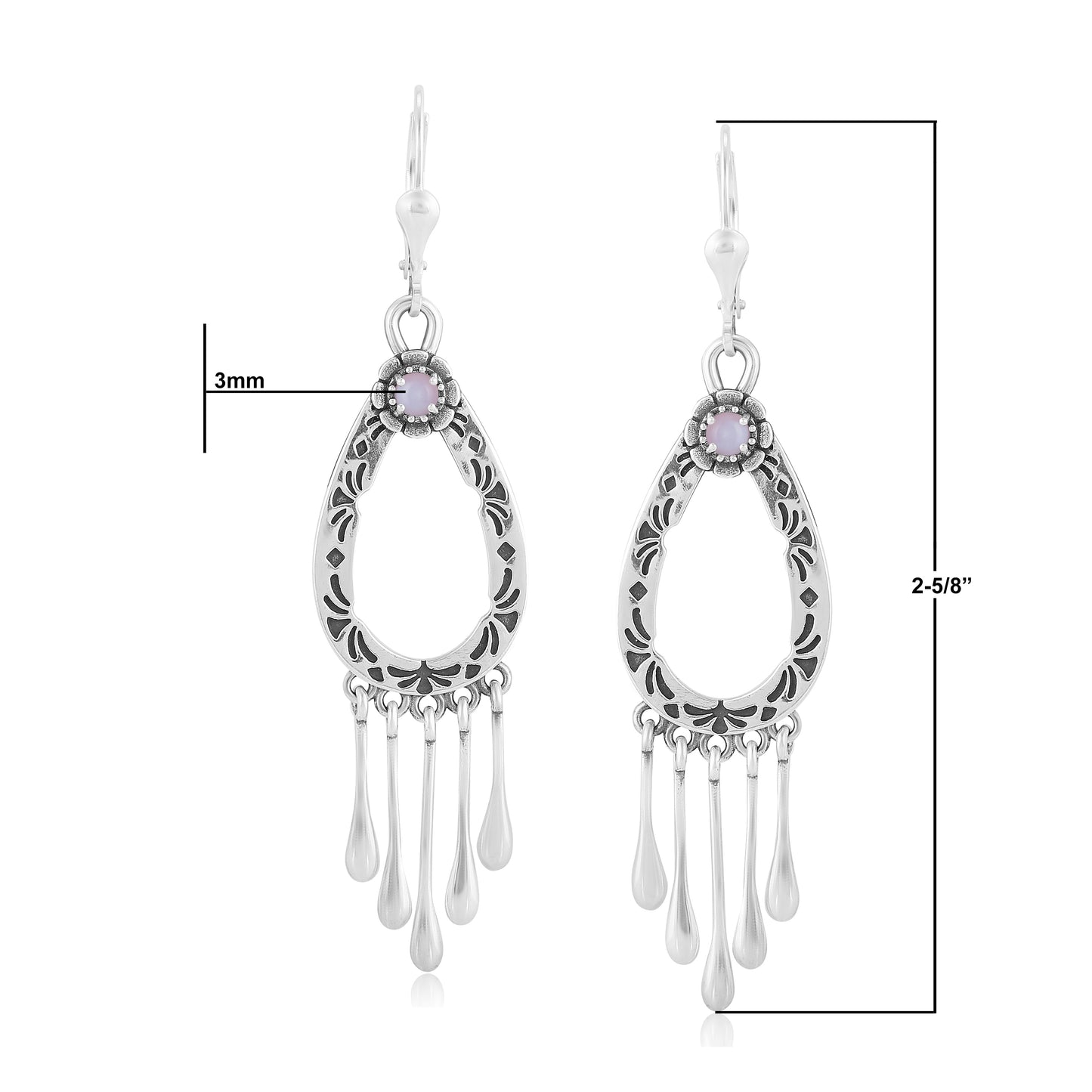 EXCLUSIVELY OURS! Sterling Silver Pink Opal Open Teardrop Dangle Earrings