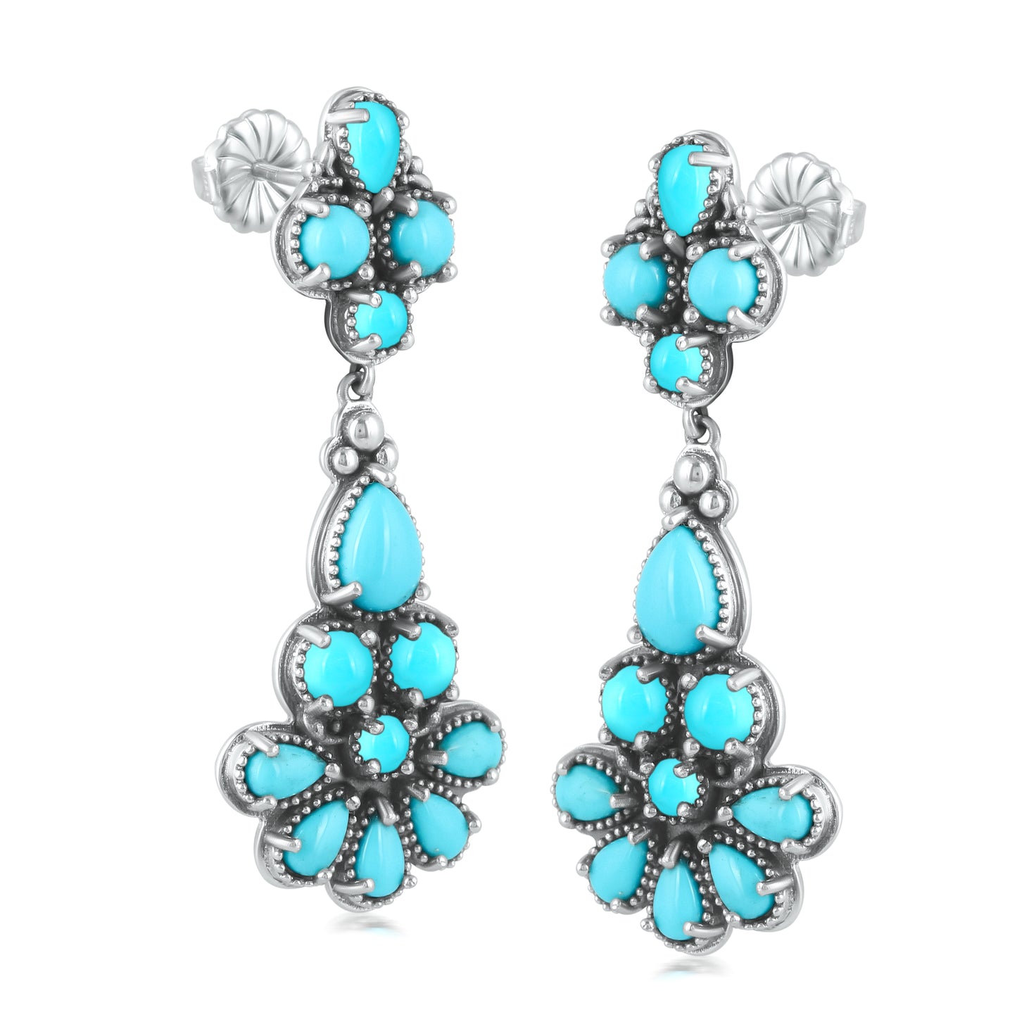 Sterling Silver Blue Turquoise Chandelier Earrings