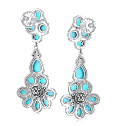 Sterling Silver Blue Turquoise Chandelier Earrings