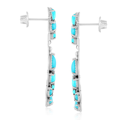 Sterling Silver Blue Turquoise Chandelier Earrings