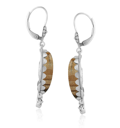 Sterling Silver Picture Jasper Pear-Cut Concha Earrings