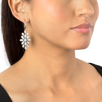 EXCLUSIVELY OURS! Sterling Silver White Howlite Cluster Dangle Earrings