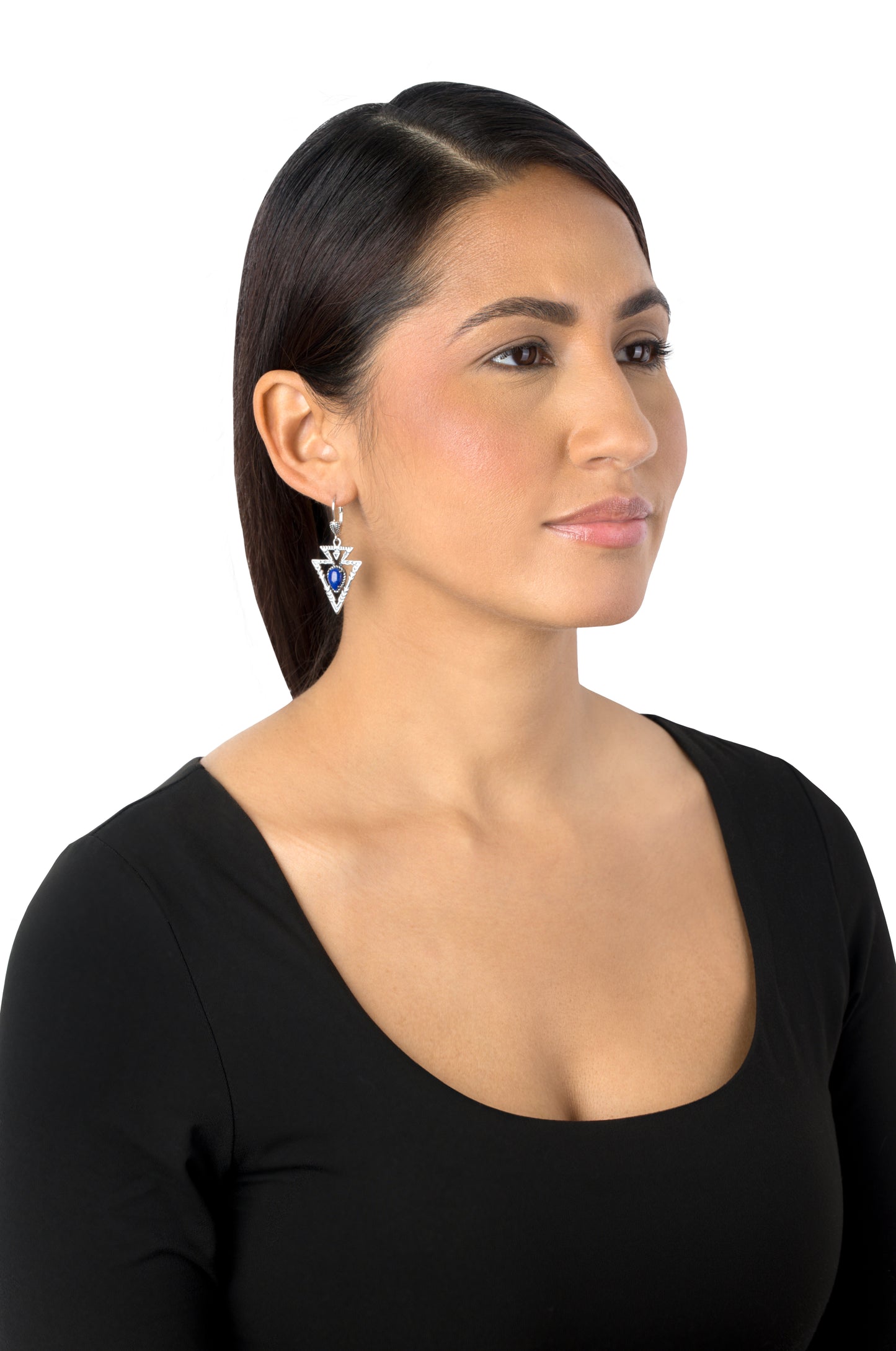 Sterling Silver Lapis Arrowhead Lever Back Earrings