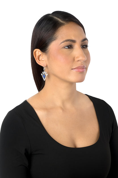 Sterling Silver Lapis Arrowhead Lever Back Earrings