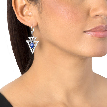 Sterling Silver Lapis Arrowhead Lever Back Earrings