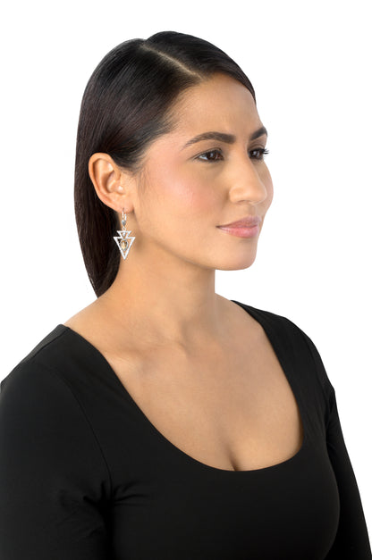 Sterling Silver Picture Jasper Arrowhead Lever Back Earrings