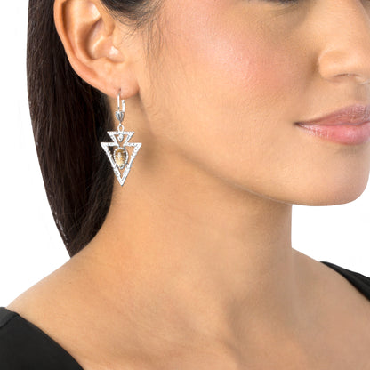 Sterling Silver Picture Jasper Arrowhead Lever Back Earrings