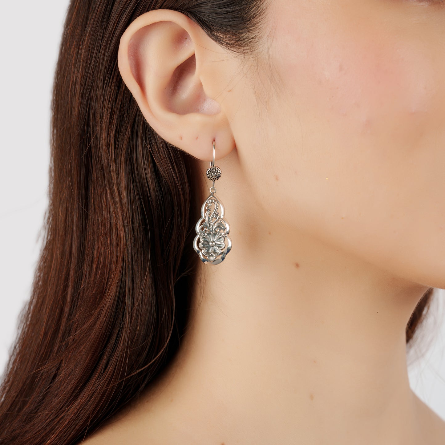 EXCLUSIVELY OURS! Sterling Silver Flower Lever Back Earrings