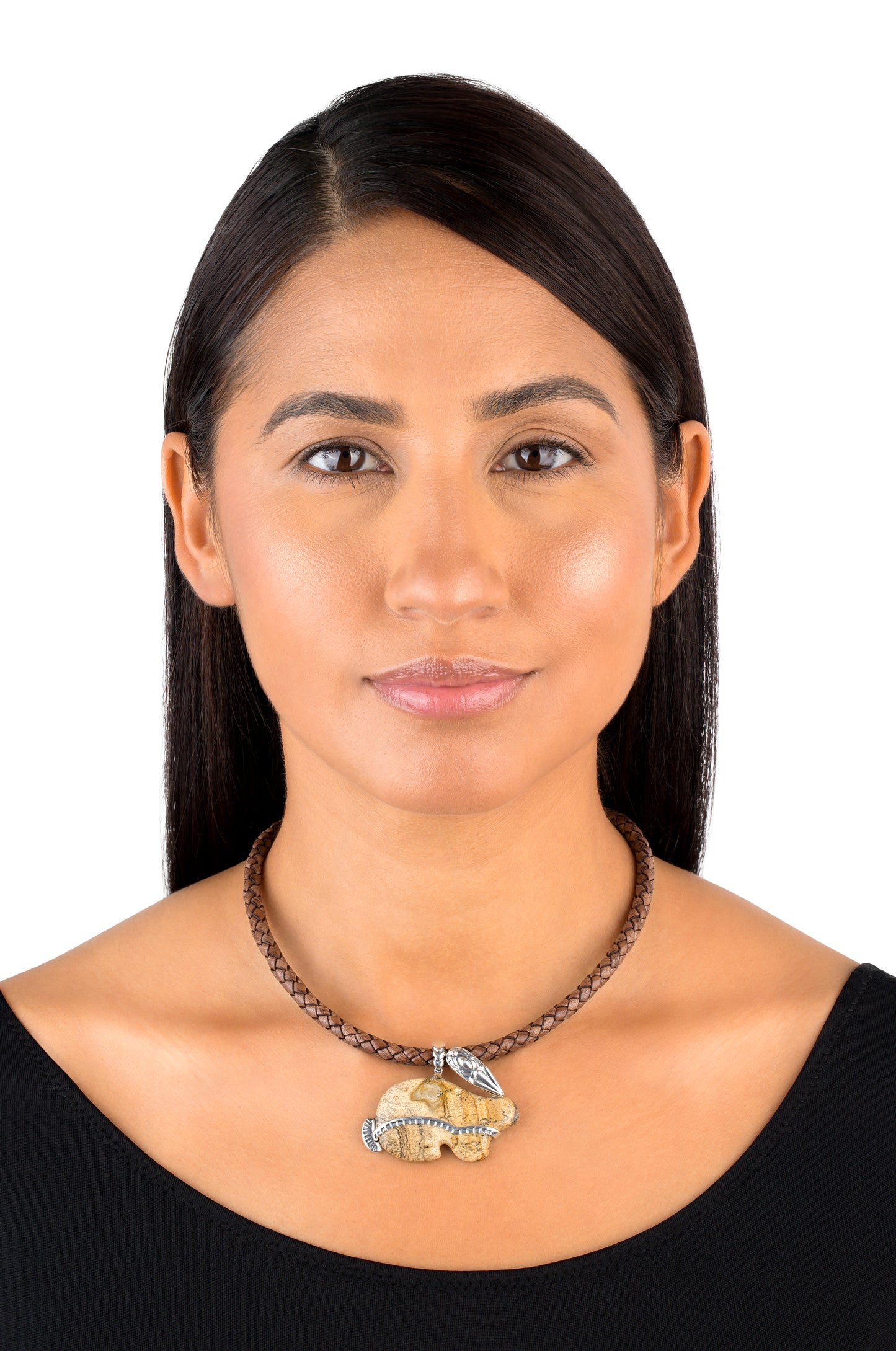 Sterling Silver Picture Jasper Rabbit "Trickster" Pendant Enhancer