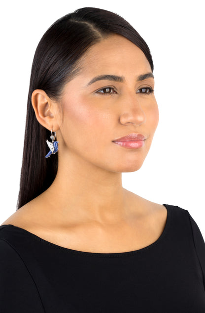 Sterling Silver Sodalite Spirit Bird Lever Back Earrings