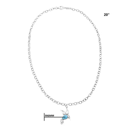 Sterling Silver Sleeping Beauty Turquoise Hummingbird Necklace