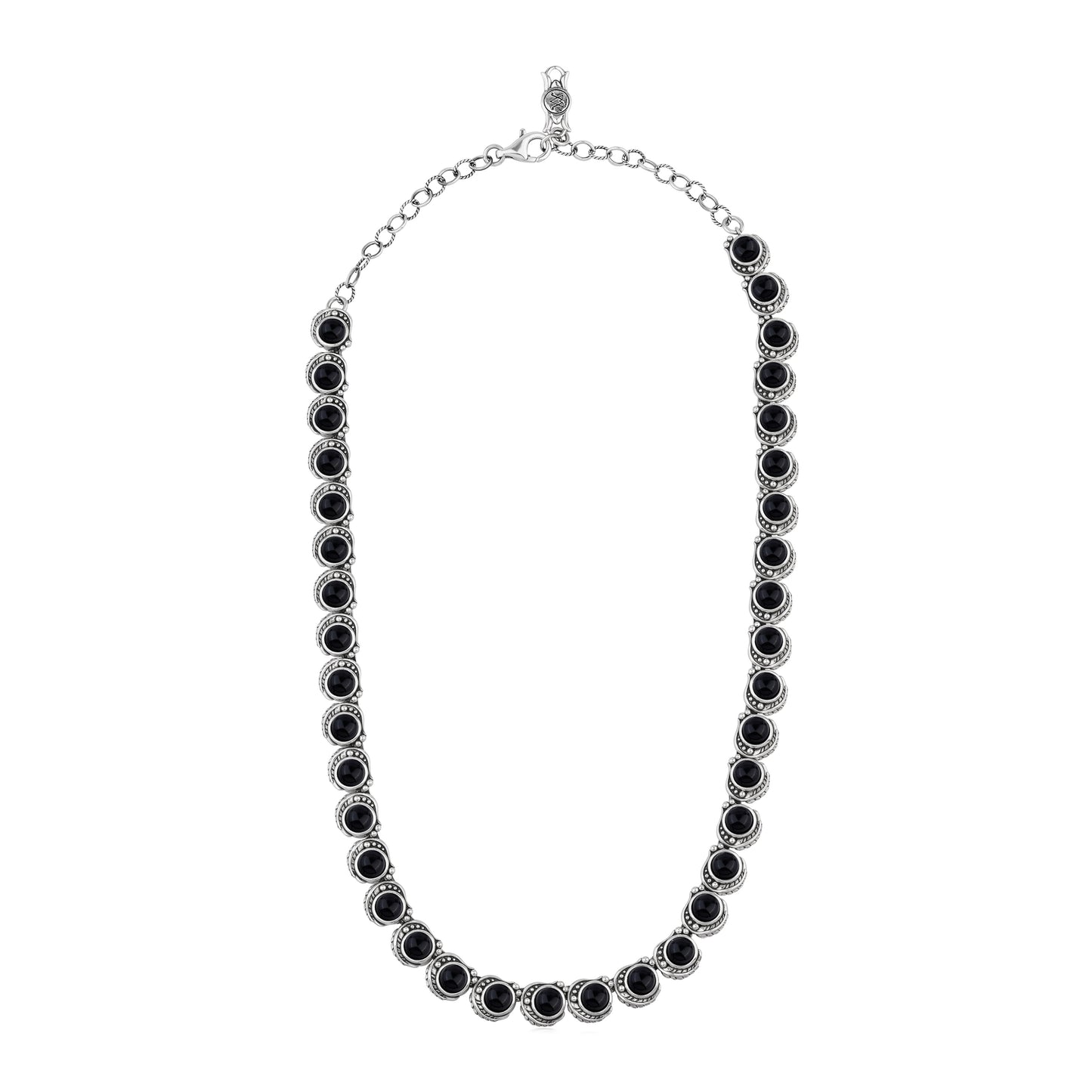 LIMITED EDITION! Sterling Silver Black Onyx Round Cabochon Necklace, 20 Inches