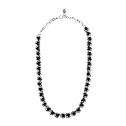 LIMITED EDITION! Sterling Silver Black Onyx Round Cabochon Necklace, 20 Inches