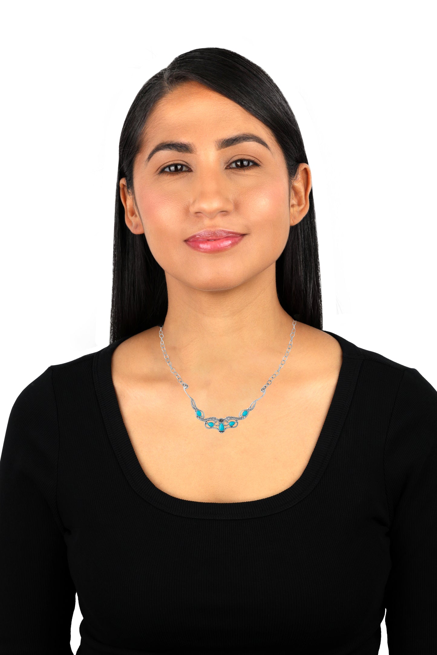 Sterling Silver Kingman Turquoise Leaf Statement Necklace, 20 Inches