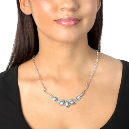 Sterling Silver Kingman Turquoise Leaf Statement Necklace, 20 Inches