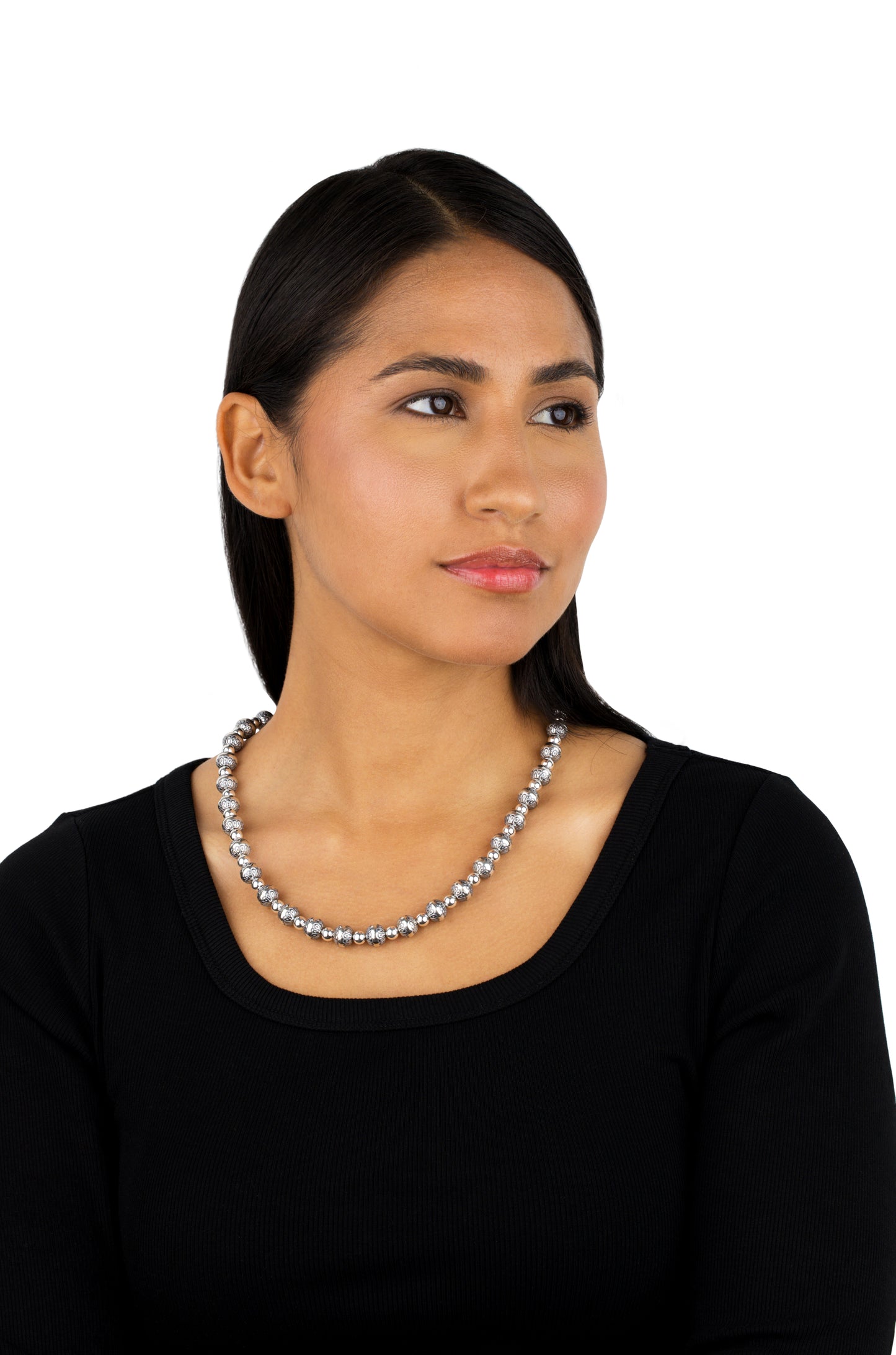 Sterling Silver Native Pearl Bead Necklace, 18, 21 and 24 Inches