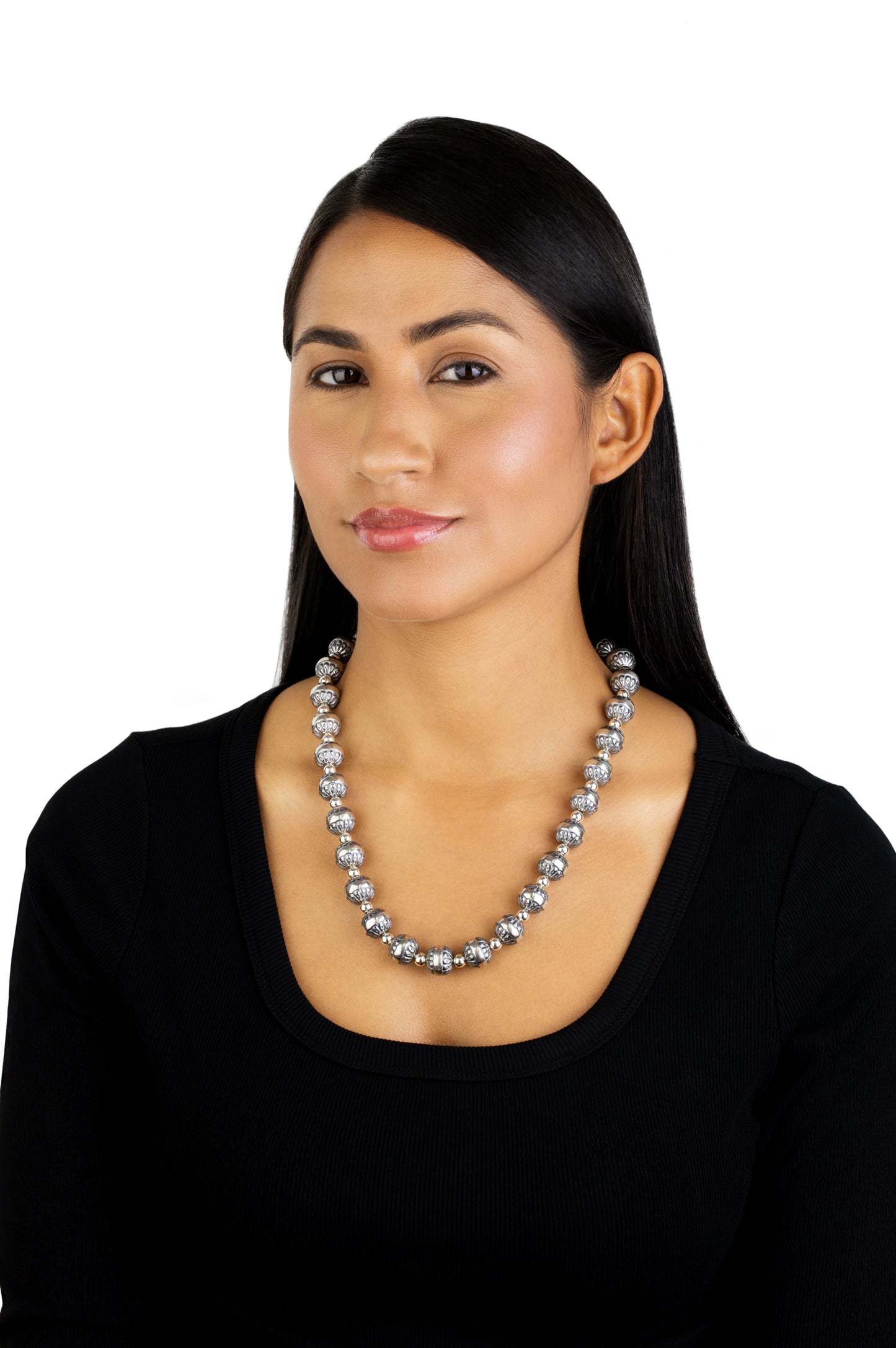 Sterling Silver Native Pearl Bead Necklace, 18, 21 and 24 Inches