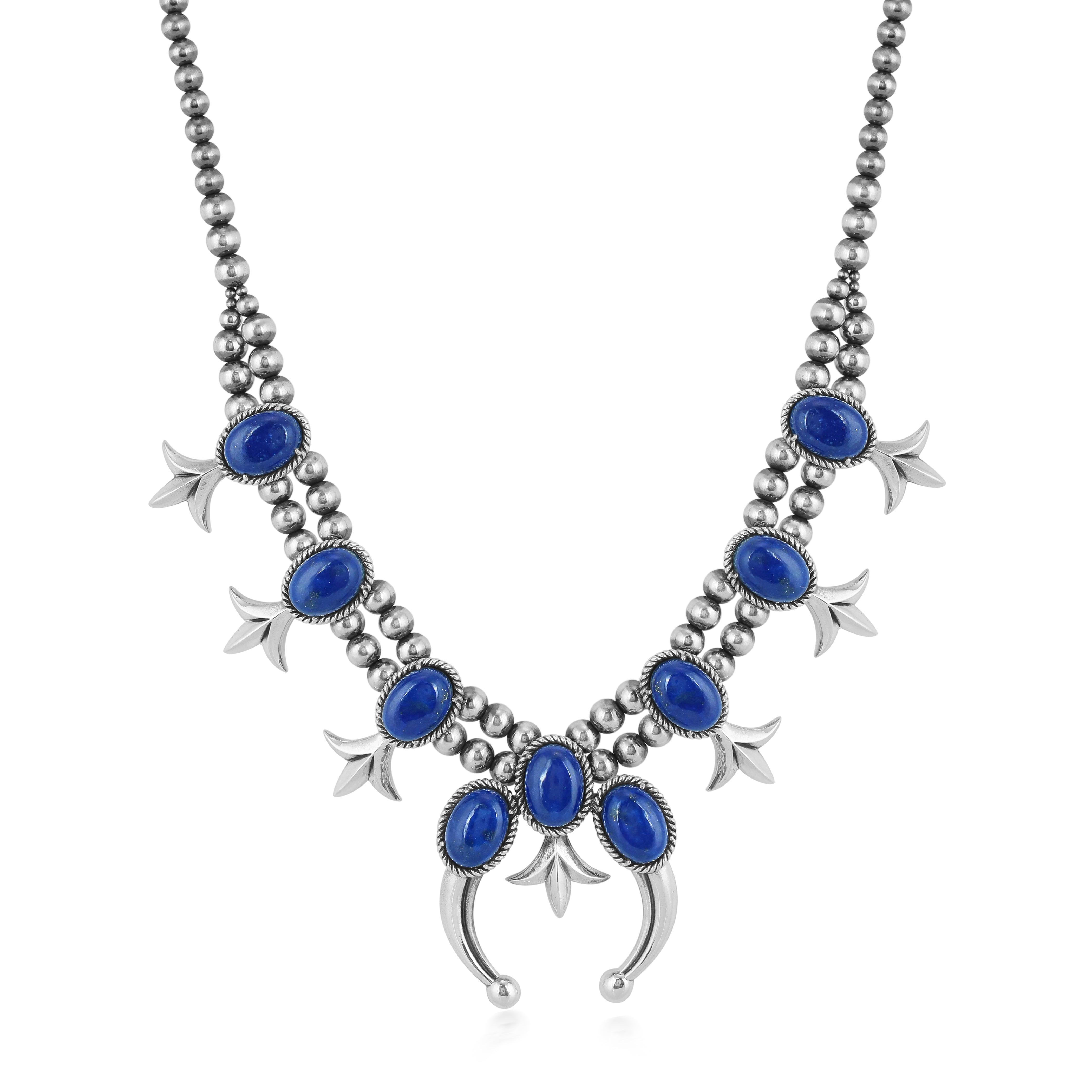 Sterling Silver Lapis Squash Blossom Naja Necklace – American West