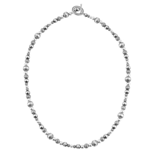 Sterling Silver Native Pearl Mixed Beads Toggle Necklace, 20 Inches
