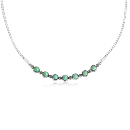 Sterling Silver Green Blue Turquoise Friendship Plaque Necklace, 15 to 20 Inches