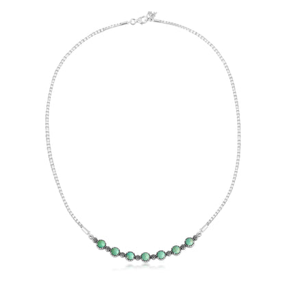 Sterling Silver Green Blue Turquoise Friendship Plaque Necklace, 15 to 20 Inches