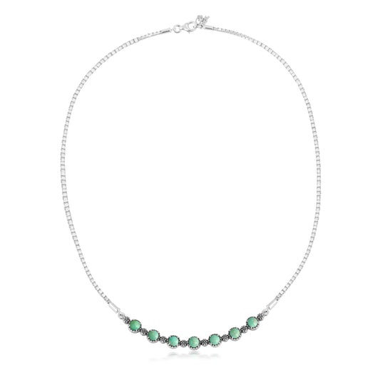 Sterling Silver Green Blue Turquoise Friendship Plaque Necklace, 15 to 20 Inches