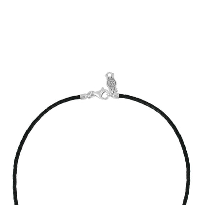 Southwestern Sterling Silver Longhorn Skull Black Leather Necklace, 17 or 20 Inch Length