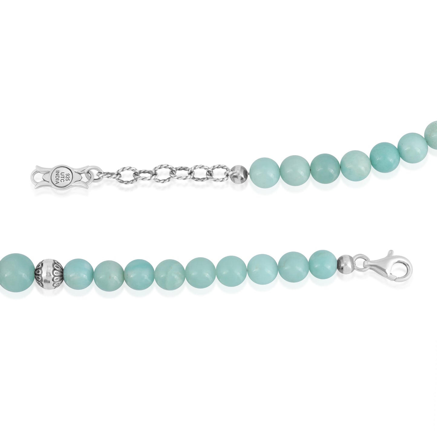 Sterling Silver and Graduated Amazonite Gemstone Bead Necklace, 17 or 20 Inches