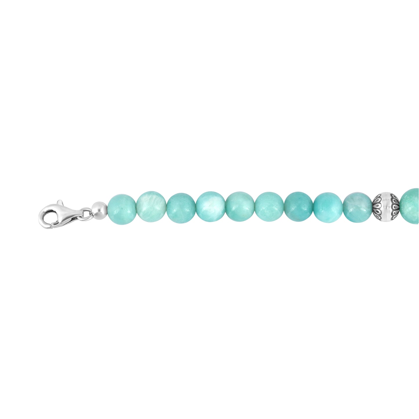 Sterling Silver and Graduated Amazonite Gemstone Bead Necklace, 17 or 20 Inches