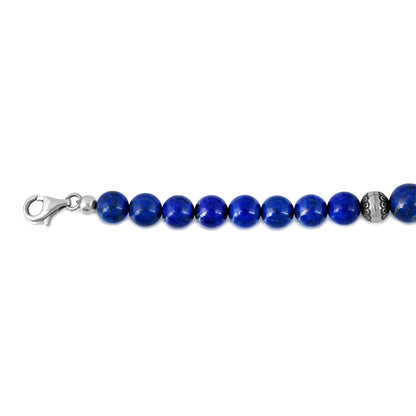 Sterling Silver and Graduated Lapis Lazuli Gemstone Bead Necklace, 17 Inches