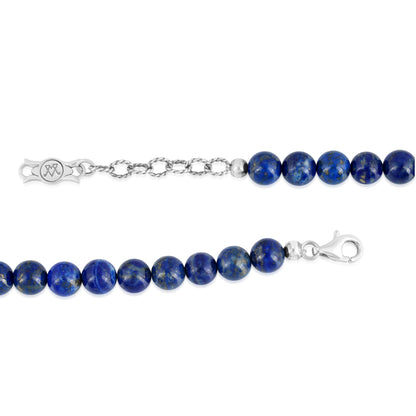 Sterling Silver and Graduated Lapis Lazuli Gemstone Bead Necklace, 17 Inches