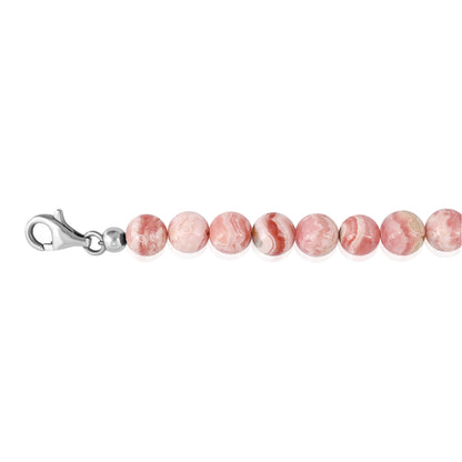 Sterling Silver and Graduated Rhodochrosite Gemstone Bead Necklace, 20 Inches