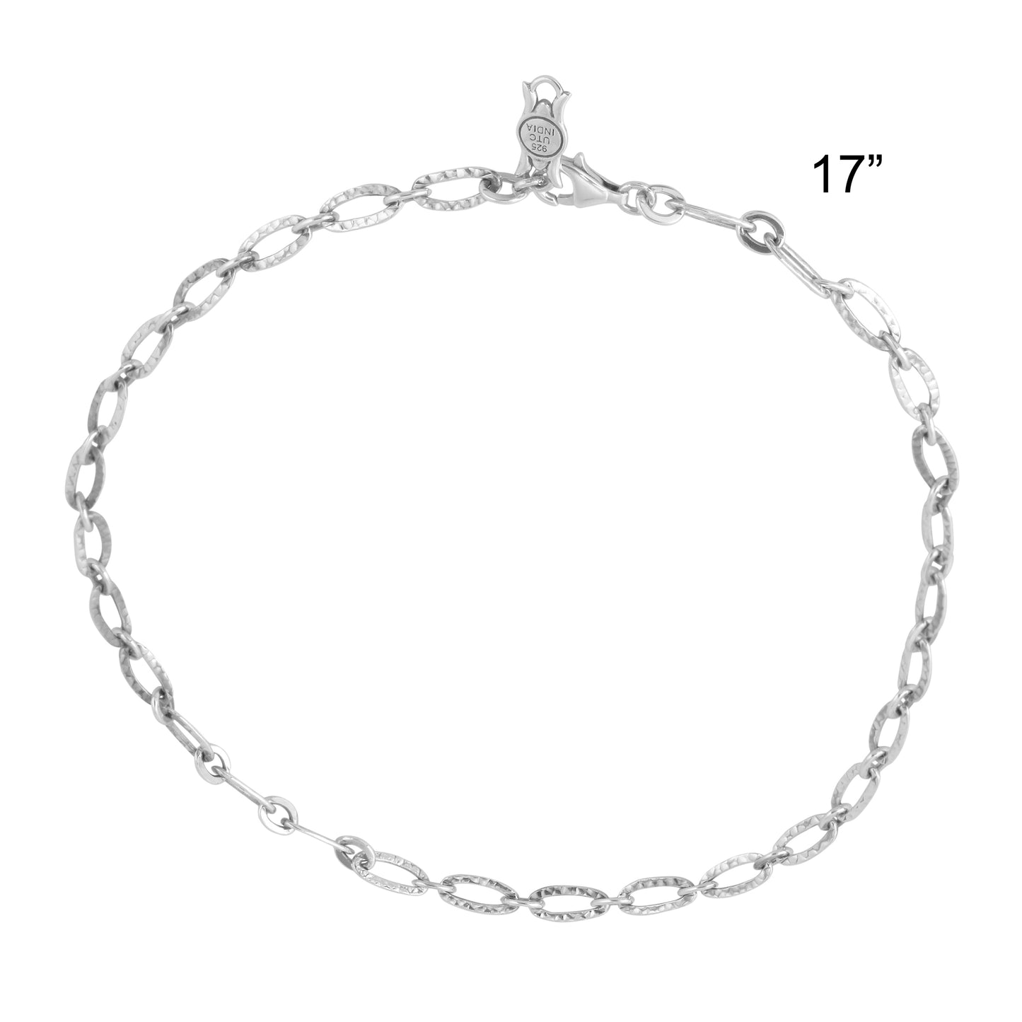 Sterling Silver Polished Oval Link Chain Necklace, 17 Inch or 20 Inch Length