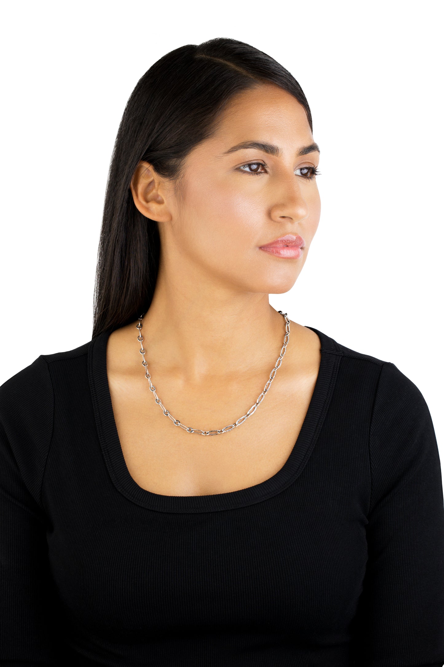 Sterling Silver Polished Oval Link Chain Necklace, 17 Inch or 20 Inch Length