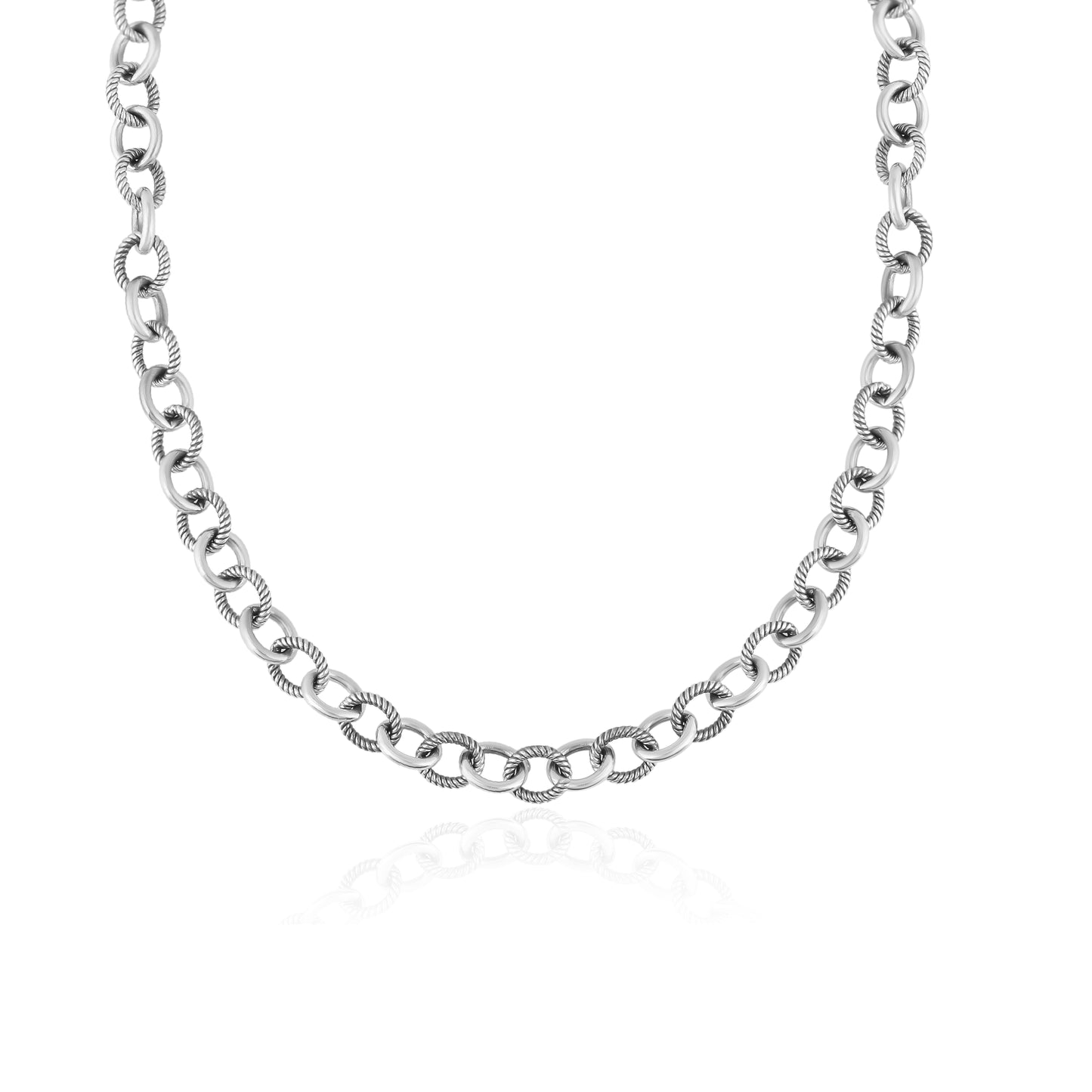 Sterling Silver Oval Link Chain Necklace, 17 or 20 Inches