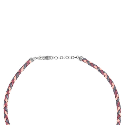 Sterling Silver Multi-Color Braided Pink, Maroon and Berry Leather Necklace, 17 and 20 Inches