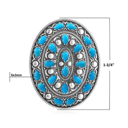 Sterling Silver Kingman Turquoise Cluster Gemstone Oval Pendant Enhancer