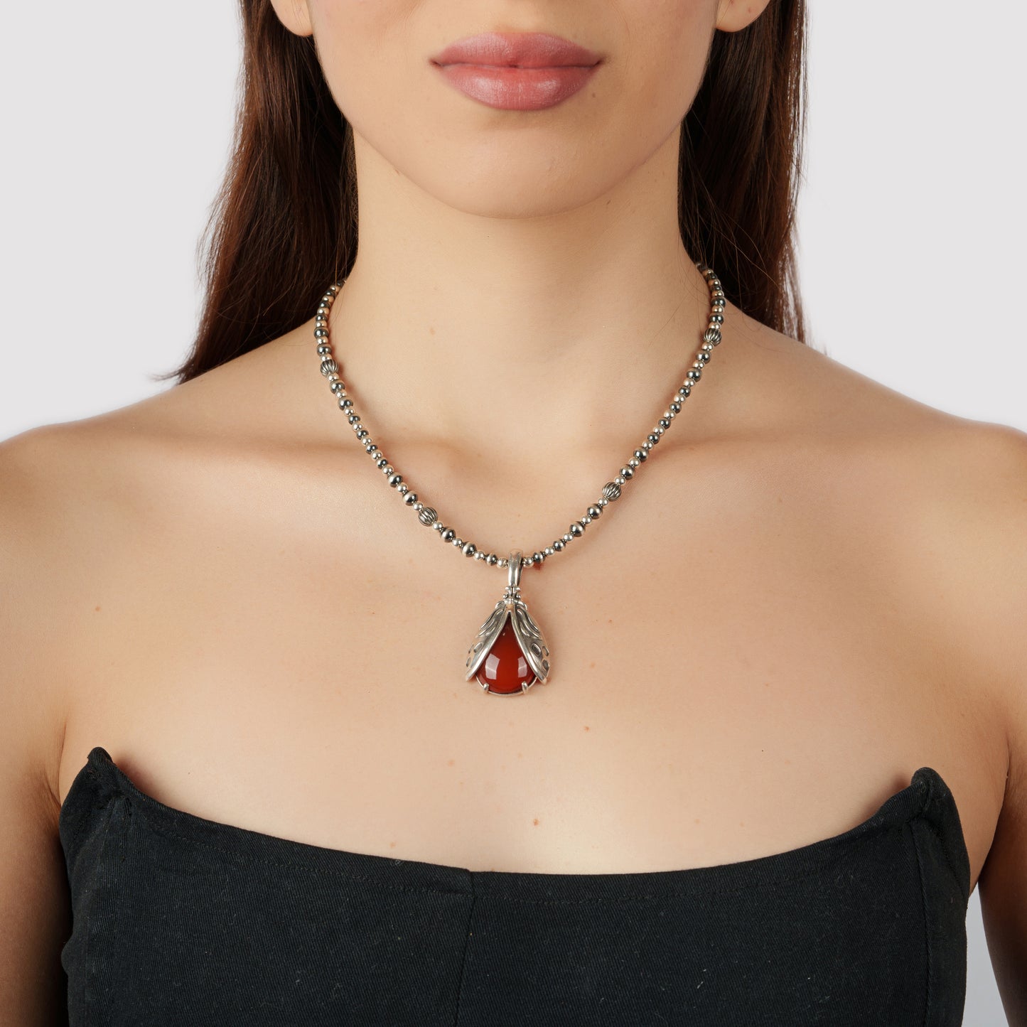 EXCLUSIVELY OURS! Sterling Silver Red Jasper Ladybug Pendant Enhancer