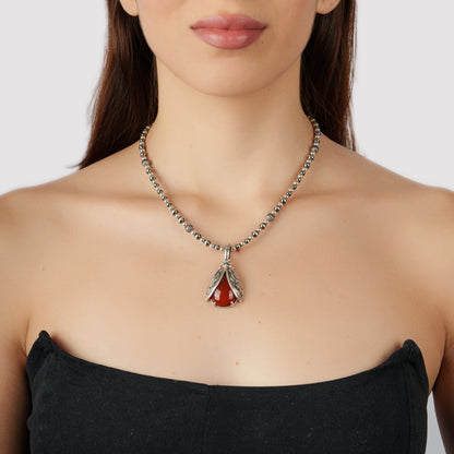 EXCLUSIVELY OURS! Sterling Silver Red Jasper Ladybug Pendant Enhancer