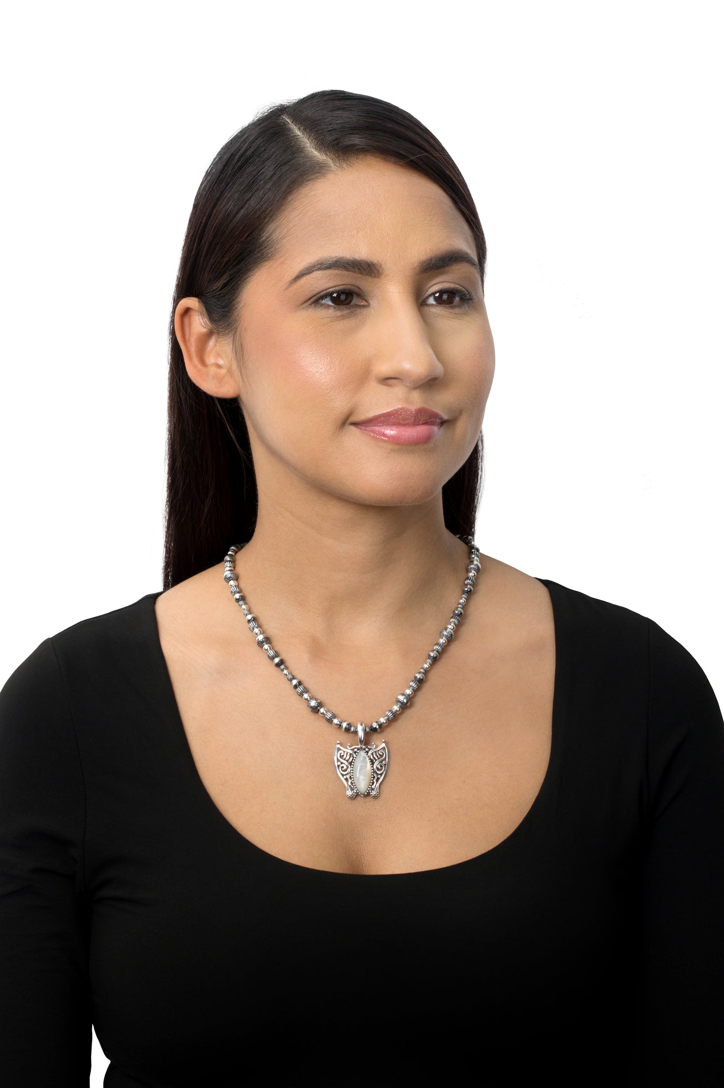 EXCLUSIVELY OURS! Sterling Silver White Mother of Pearl Butterfly Pendant Enhancer