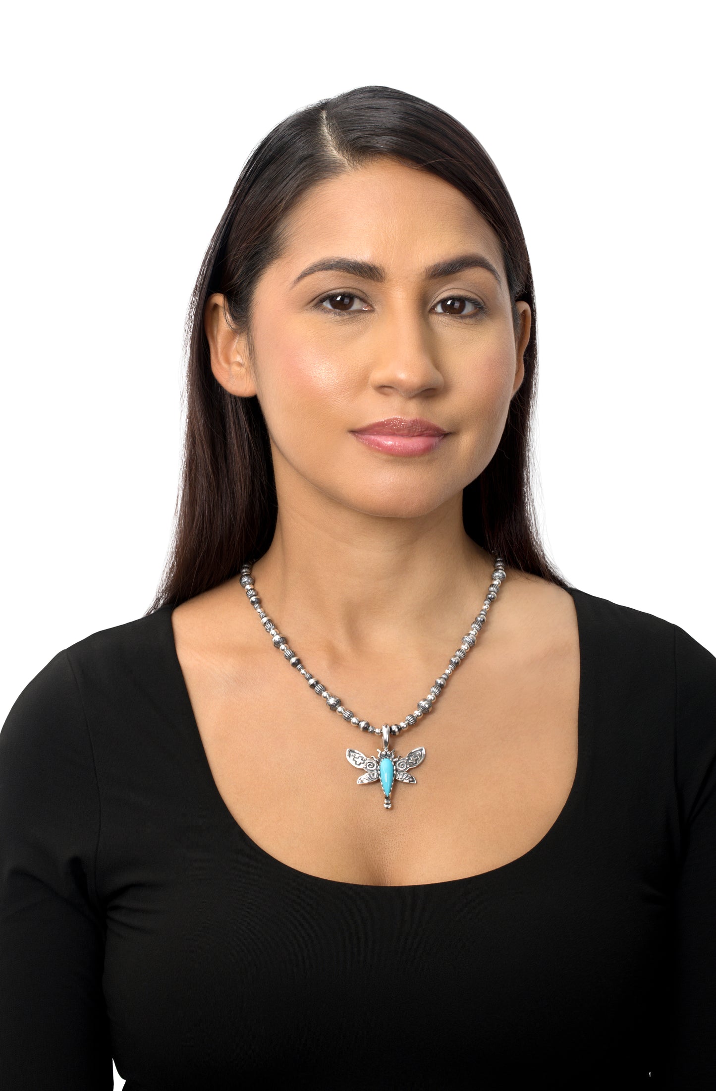 EXCLUSIVELY OURS! Sterling Silver Sleeping Beauty Turquoise Dragonfly Pendant Enhancer